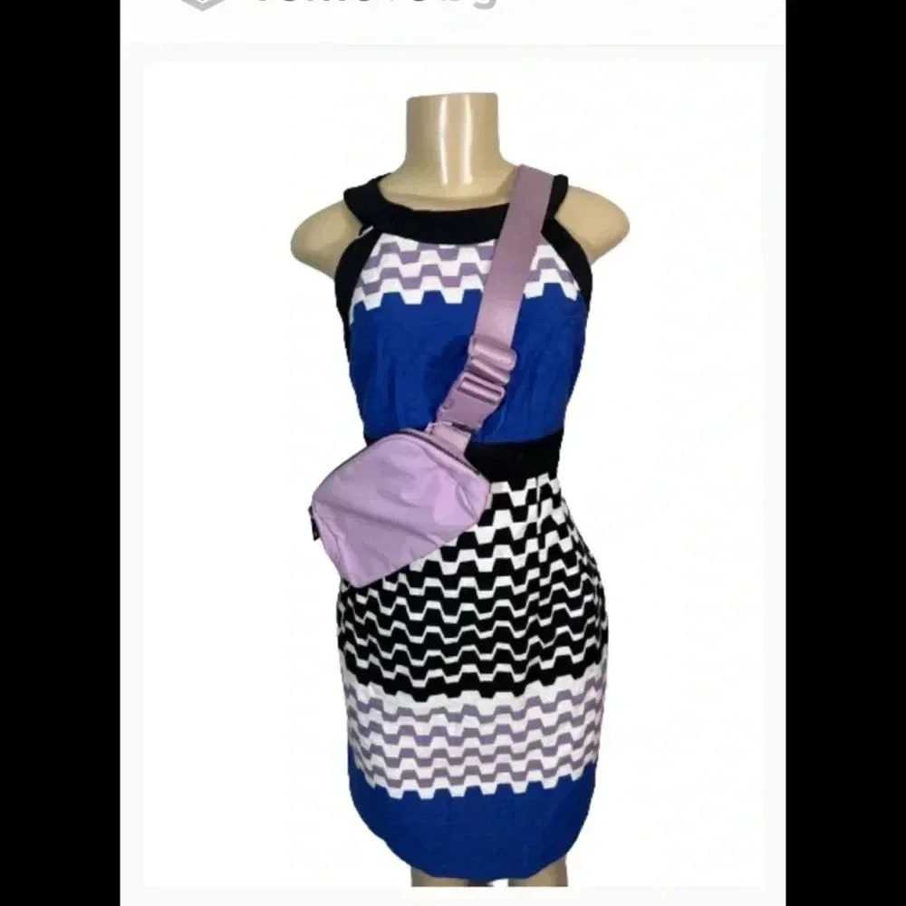 GABBY SKYE DRESS  ANTHROPOLOGIE GEOMETRIC HALTER DRESS BLUE BLACK SIZE 6‎ MEDIUM